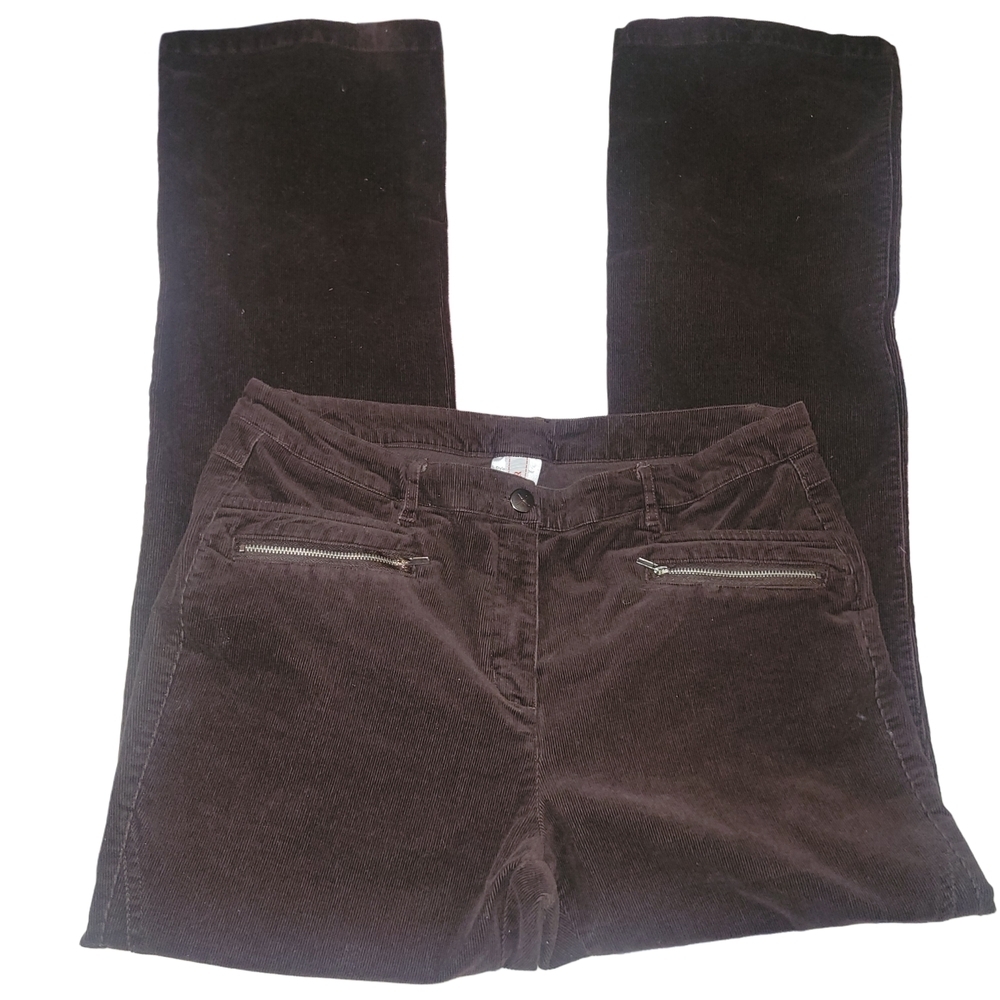 Le Grenier Brown Corduroy Pants with Zipper Pockets Size 13